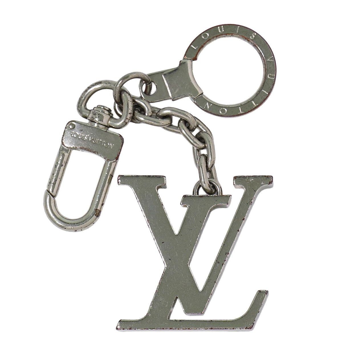 Louis Vuitton Porte Cles Initial LV Key Holder Key Ring Metal Silver