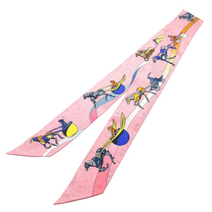 Hermes Twirly Spaced Bi Scarf Silk Rose Jaune X Blue
