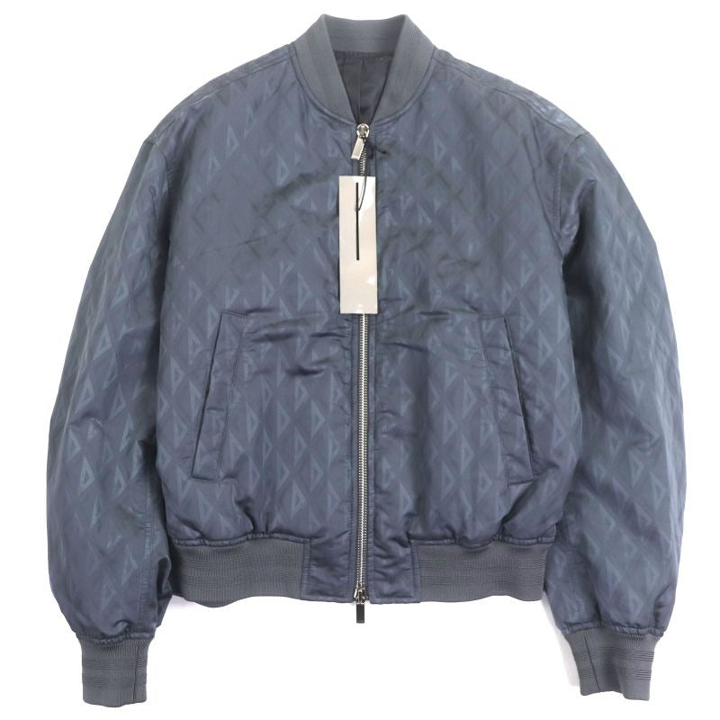 Dior Homme 143 C432 E5914 CD Diamond Double Zip Up Bomber Jacket Blue Gray 50