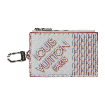 Louis Vuitton Double Zipped Card Holder Coin Case Leather Bronze White