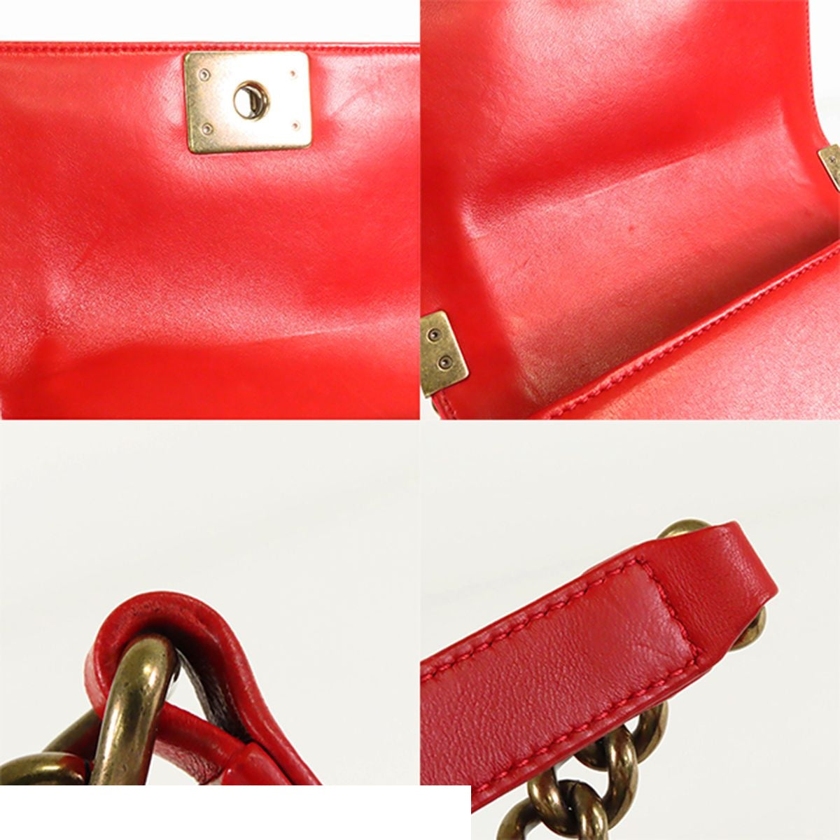 Chanel Boy Red Green Gold Tweed Velour Leather Plaid Shoulder Bag — view 7