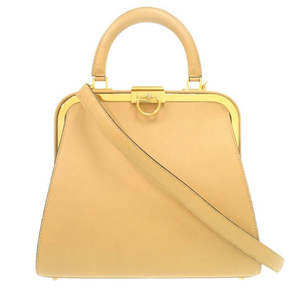 Christian Dior Vintage Leather Beige Gold Hardware Shoulder Bag 0697