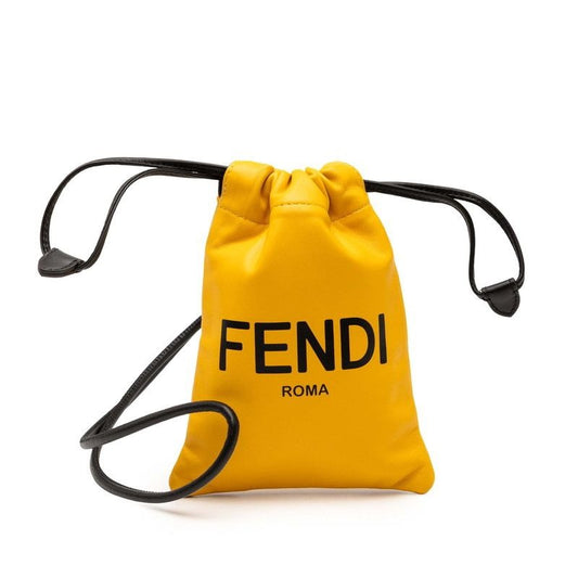 Fendi Logo Phone Pouch 7 Ar898 Yellow Leather
