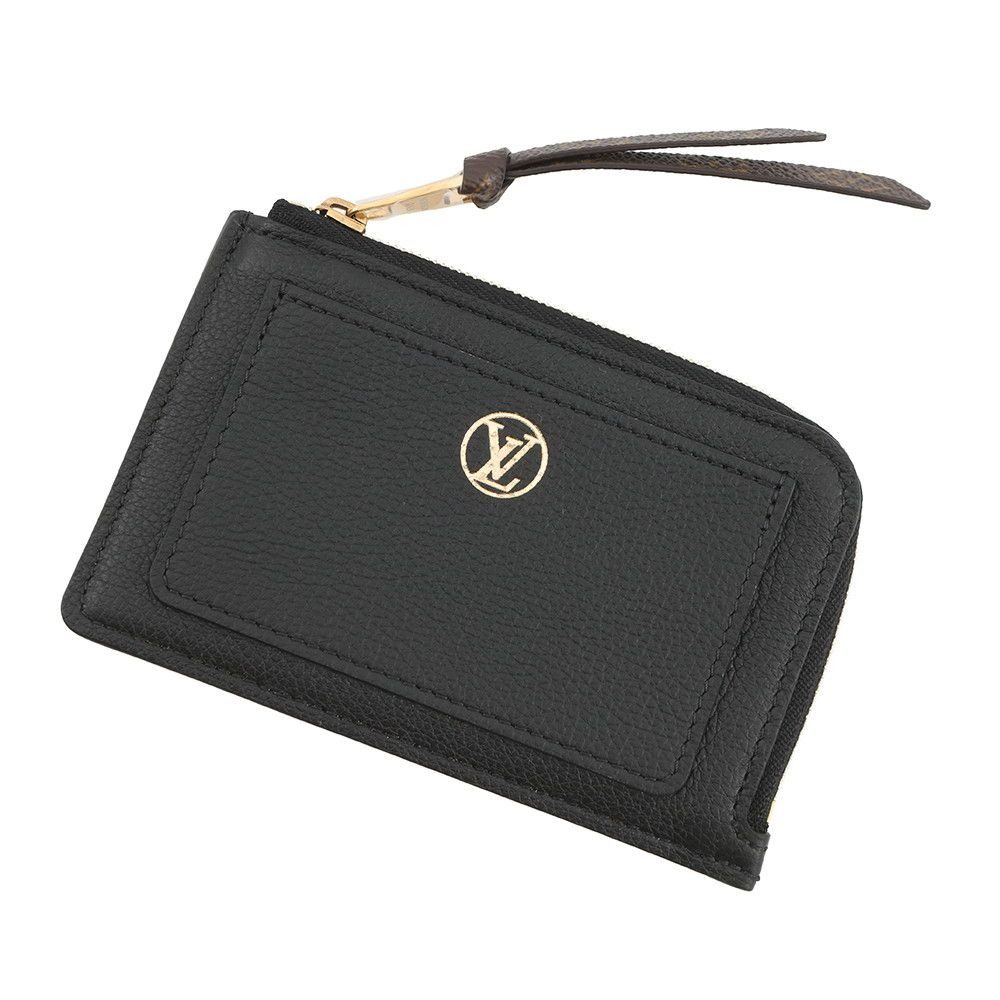 Louis Vuitton Card Case Monogram Calf Leather Holder Louki Black Wallet