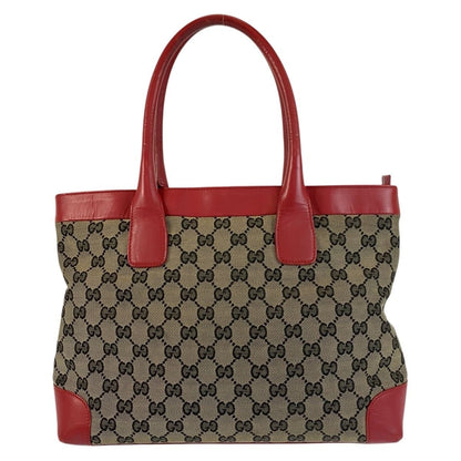Gucci Red Beige GG Canvas Leather 002 119 Tote