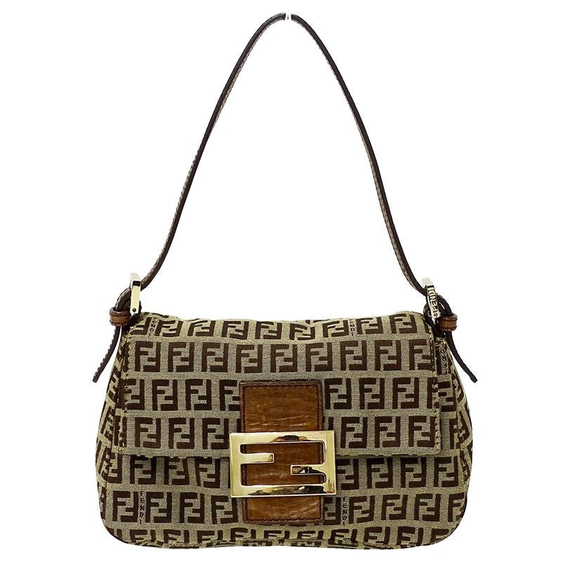 Fendi Bag Handbag Zucchino Canvas Brown Mini Micro Small