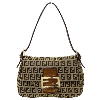 Fendi Bag Handbag Zucchino Canvas Brown Mini Micro Small