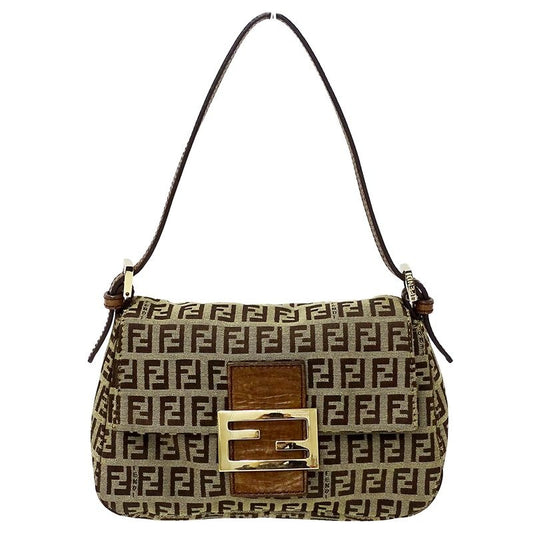 Fendi Bag Handbag Zucchino Canvas Brown Mini Micro Small