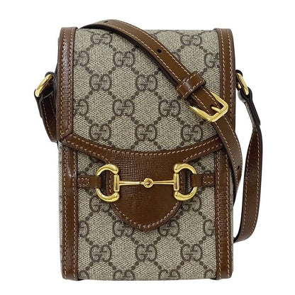Gucci Bag Shoulder GG Supreme Horsebit 1955 Mini Beige