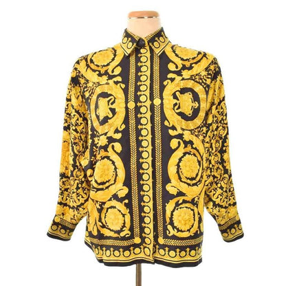 Gianni Versace Shirt Blouse Long Sleeve Barocco Pattern All Over