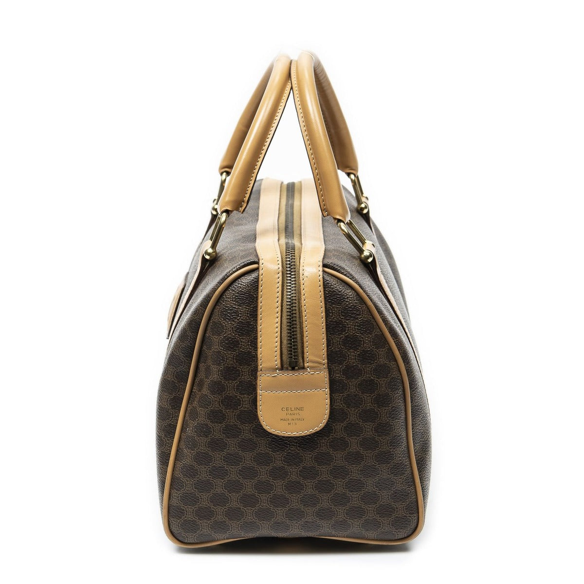 Celine Vintage Small Boston Brown Light Macadam Canvas Shoulder Bag Brown. — view 3