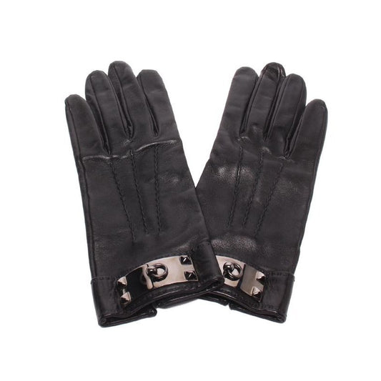 Hermes Gloves Leather Lambskin Silver Collier de Chien