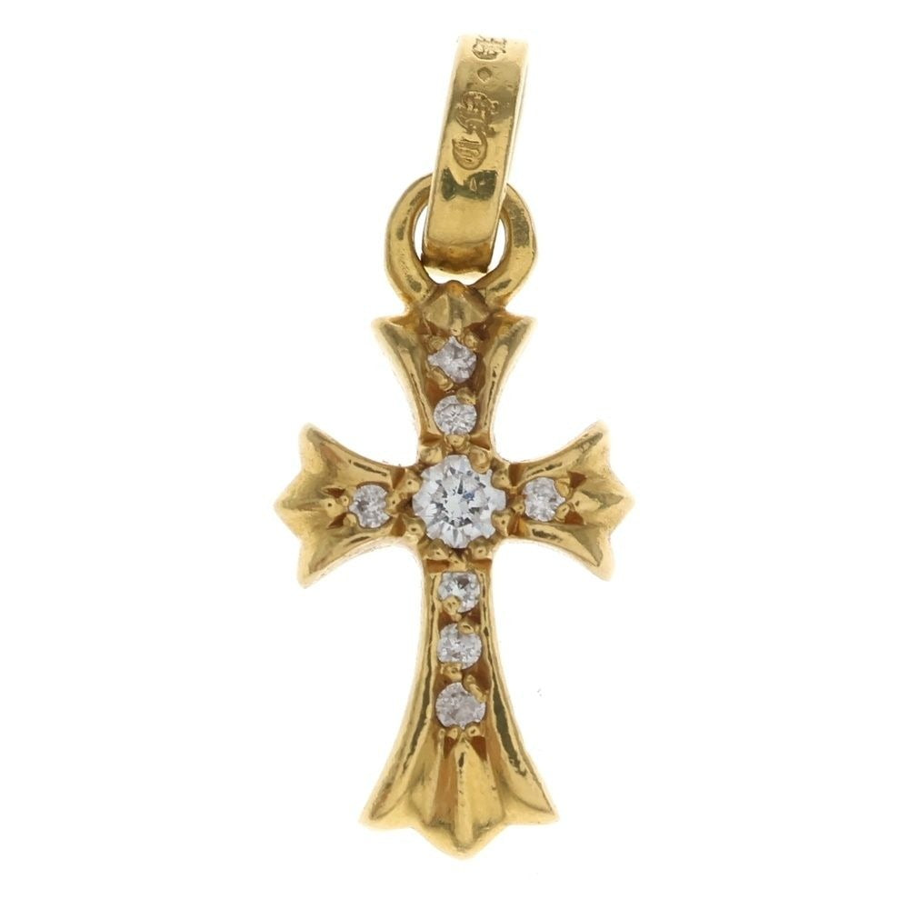 Chrome Hearts 22k Crs Bbyfat P Dia Baby Fat Cross Pave Diamond Pendant Top Gold