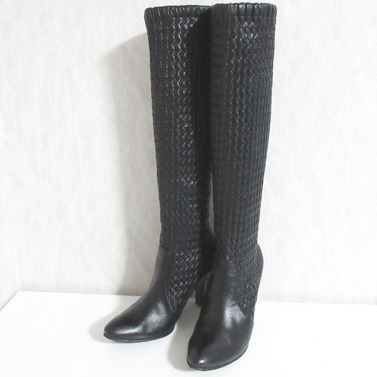 Bottega Veneta Intrecciato Long Boots 38.5 Black