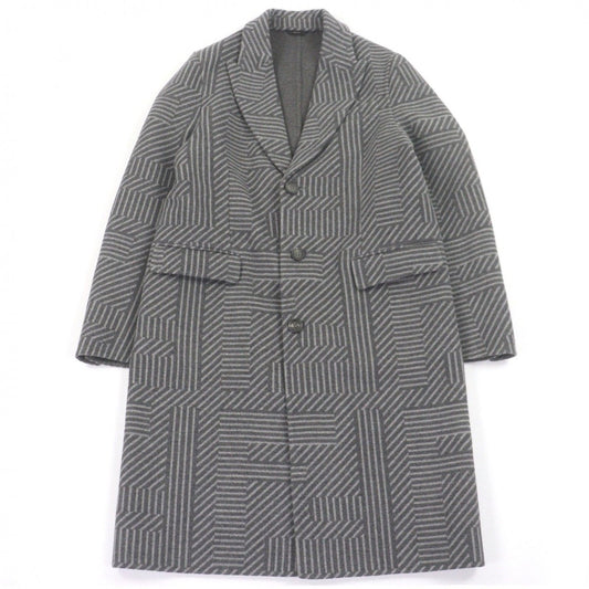 Fendi Wool Silk FF Logo Zucca All Over Pattern Chester Star Coat