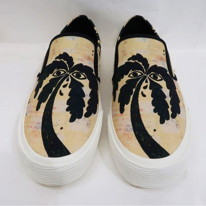 Celine Slip-on Size 43 Palm Tree Pattern Beige Black Shoes — view 5
