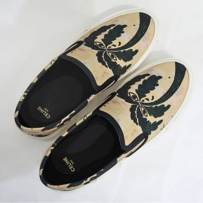 Celine Slip-on Size 43 Palm Tree Pattern Beige Black Shoes — view 6