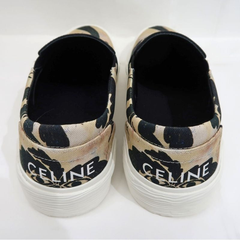 Celine Slip-on Size 43 Palm Tree Pattern Beige Black Shoes — view 7
