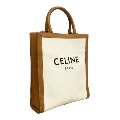 Celine Handbag Vertical Cover Canvas Brown Beige Gold 2-Way — view 2
