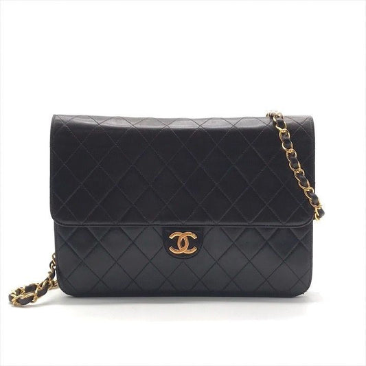 Chanel Quilted Push Lock Chain Shoulder Bag Black