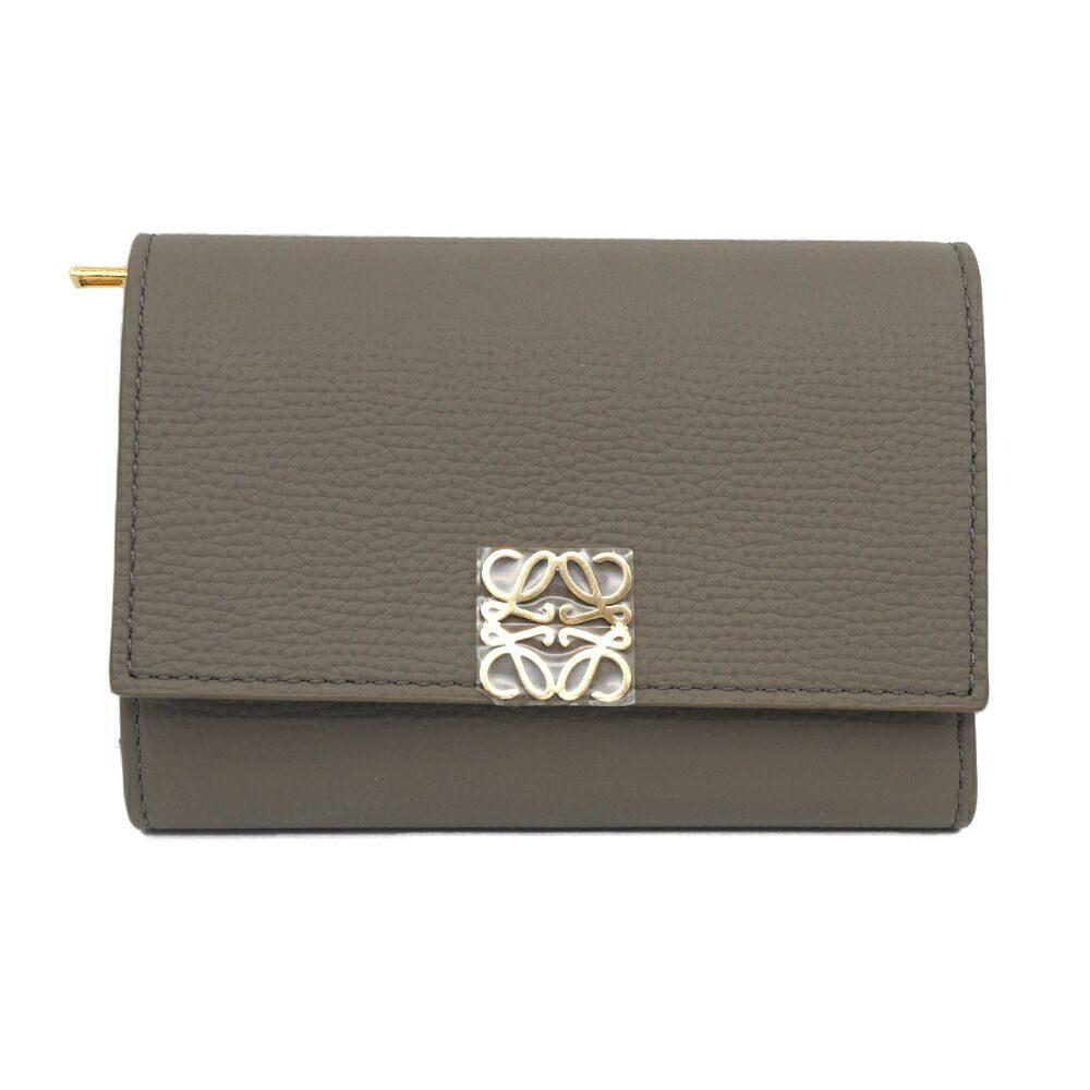 Loewe Anagram Wallet Leather Beige Gray Brown Gold Box Not