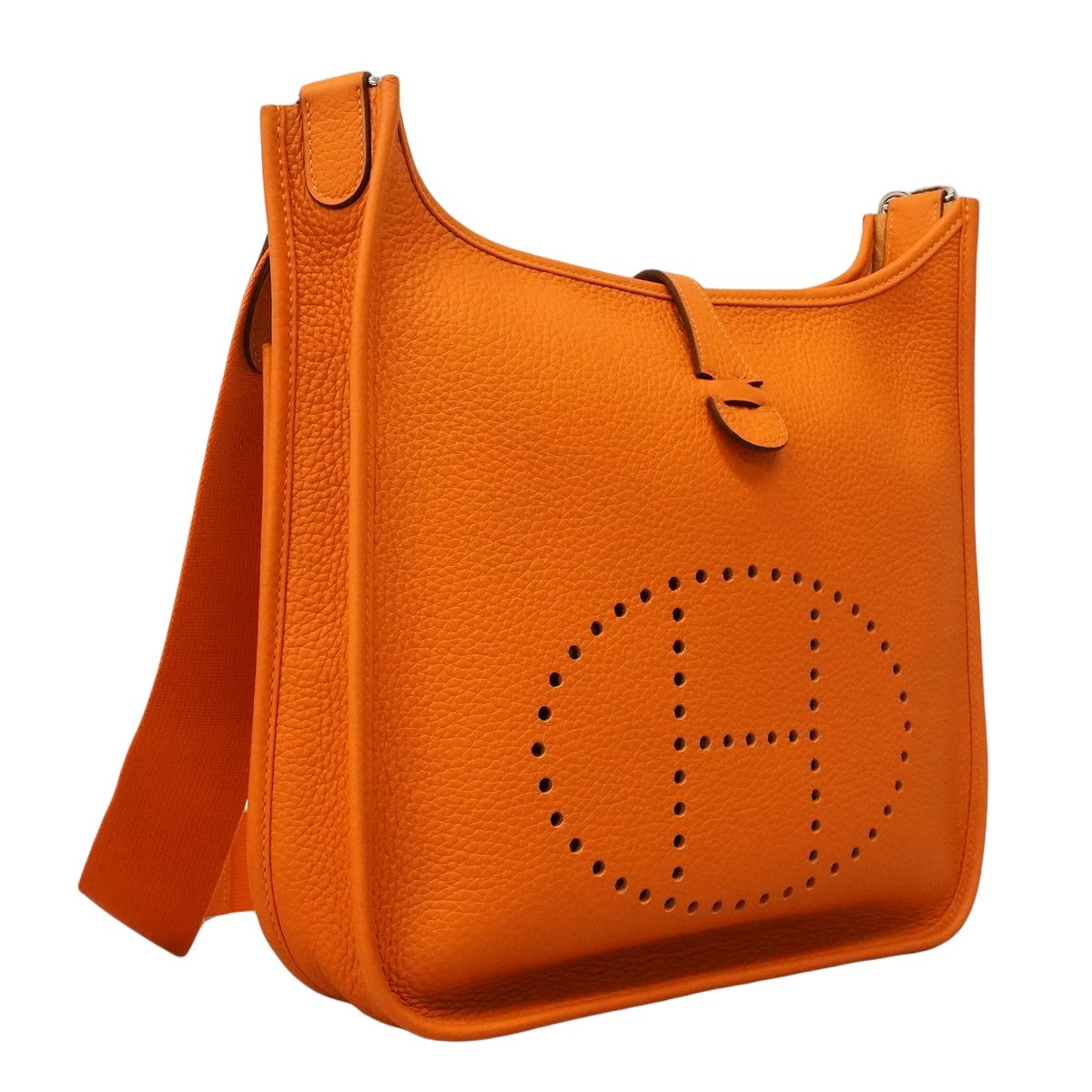 Hermes Shoulder Bag Evelyne Taurillon Clemence Orange Silver — view 2