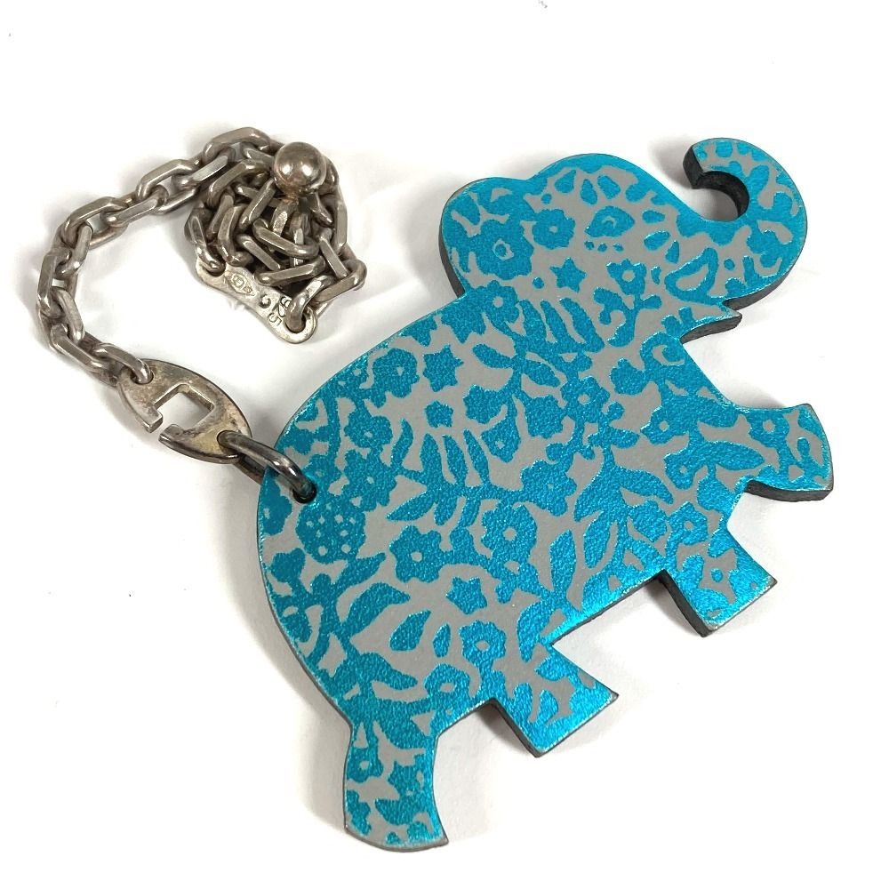 Hermes Key Holder Animal Elephant Leather Gray