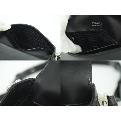 Prada Nylon Leather 2-Way Shoulder Bag Pochette Black — view 8