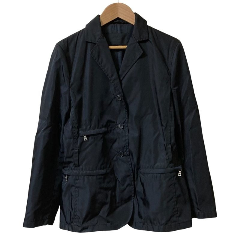 Prada Belted Nylon Tailored Jacket Size 38 Black