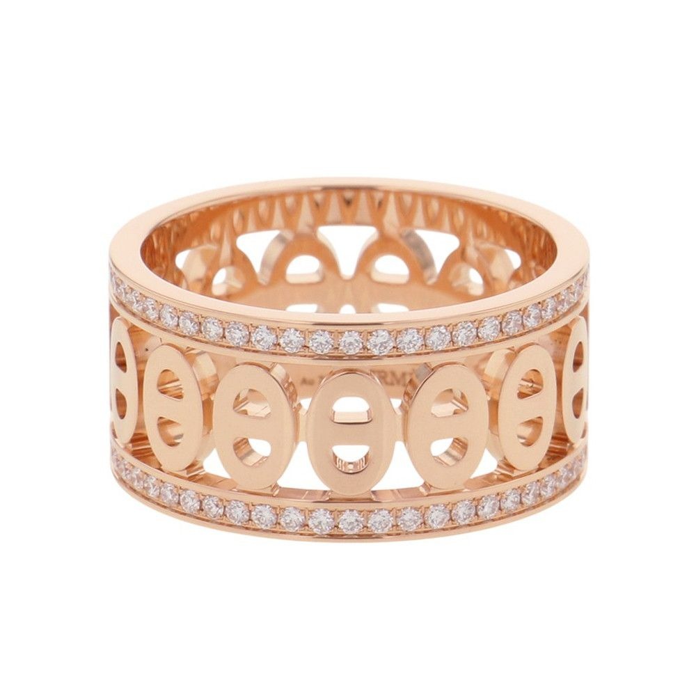 Hermes Ring Chaine D'ancre Divine PM Diamond Total 18K Pink Gold
