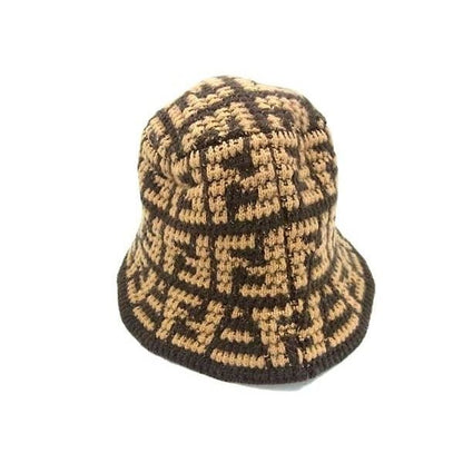 Fendi Zucca Pattern Cashmere Nylon Bucket Hat 56 Brown — view 2