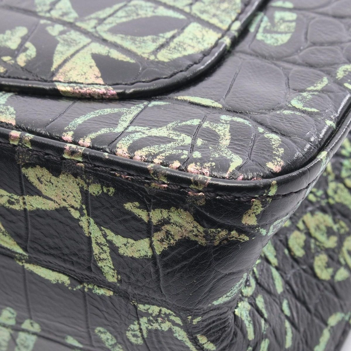 Chanel Shoulder Bag 2.55 Mademoiselle Chain Croco Embossed Black Multi Leather — view 7