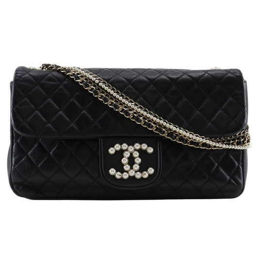 Chanel Westminster Chain Shoulder Quilted Lamb Skin And Faux Pearl