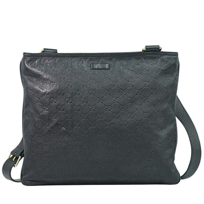 Gucci Guccissima Leather Shoulder Bag Pochette Black