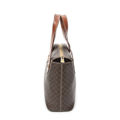 Celine Square Zipped Brown Macadam Canvas Tote — view 4