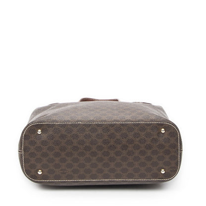 Celine Square Zipped Brown Macadam Canvas Tote — view 6