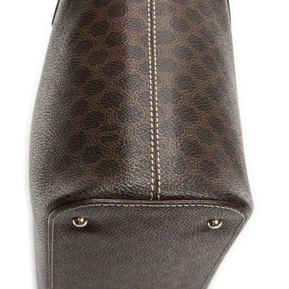 Celine Square Zipped Brown Macadam Canvas Tote — view 8