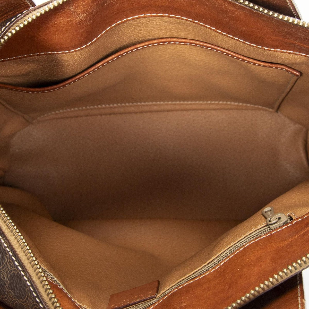 Celine Square Zipped Brown Macadam Canvas Tote — view 9