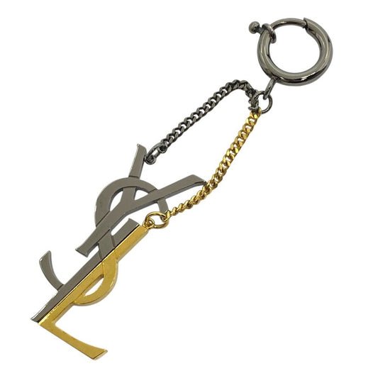 Saint Laurent Charm Key Holder Bag YSL Cassandra Logo Chain Metal Silver