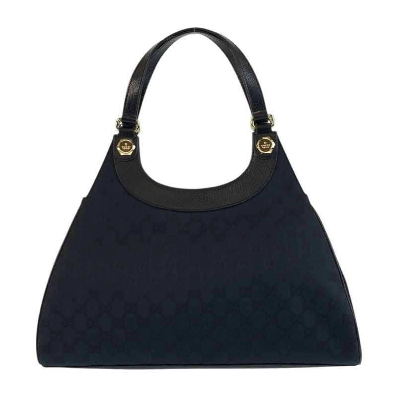 Gucci Black Gold Hardware GG Canvas Leather Tote