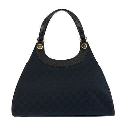 Gucci Black Gold Hardware GG Canvas Leather Tote