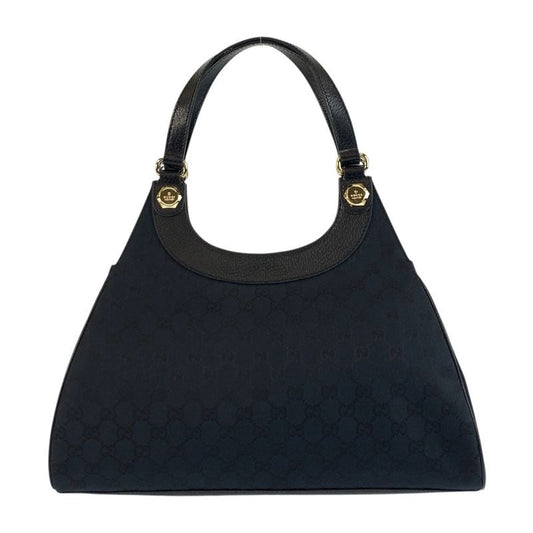 Gucci Black Gold Hardware GG Canvas Leather Tote