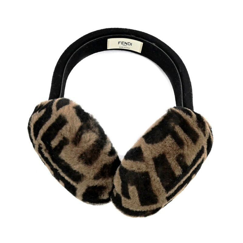 Fendi Ear-muffs Zucca Pattern Brown Black Earmuffs Accessories Miscellan