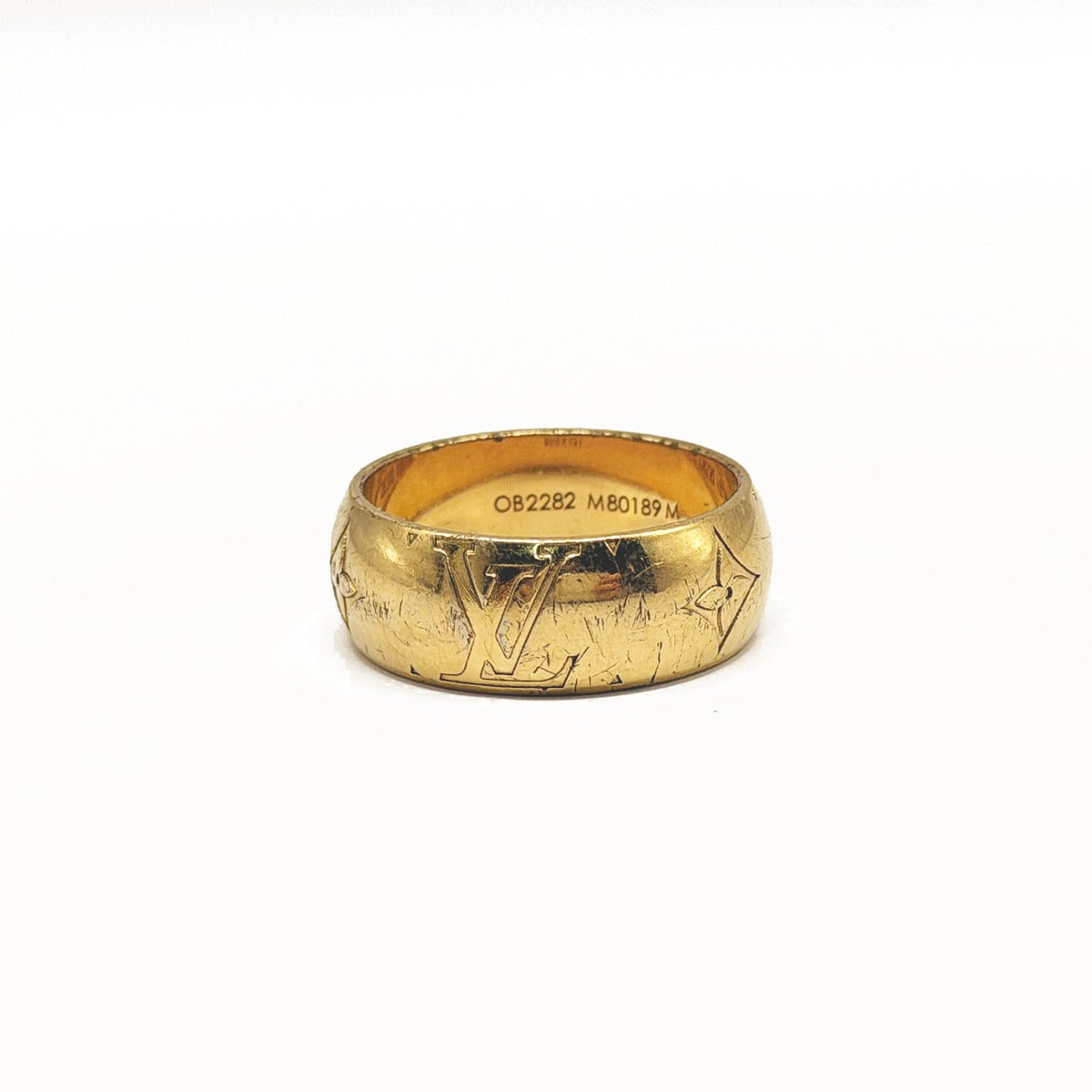 Louis Vuitton Signet Monogram Logo Gold Ring 10 — view 2