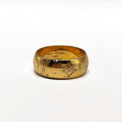 Louis Vuitton Signet Monogram Logo Gold Ring 10 — view 5
