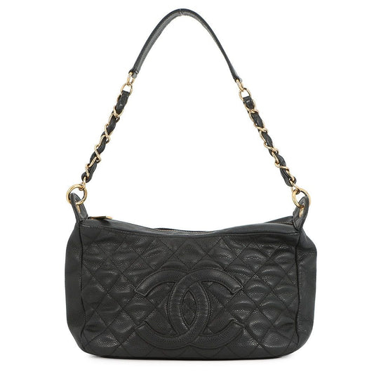 Chanel Chain Shoulder Bag Quilted CC Logo Caviar Leather
