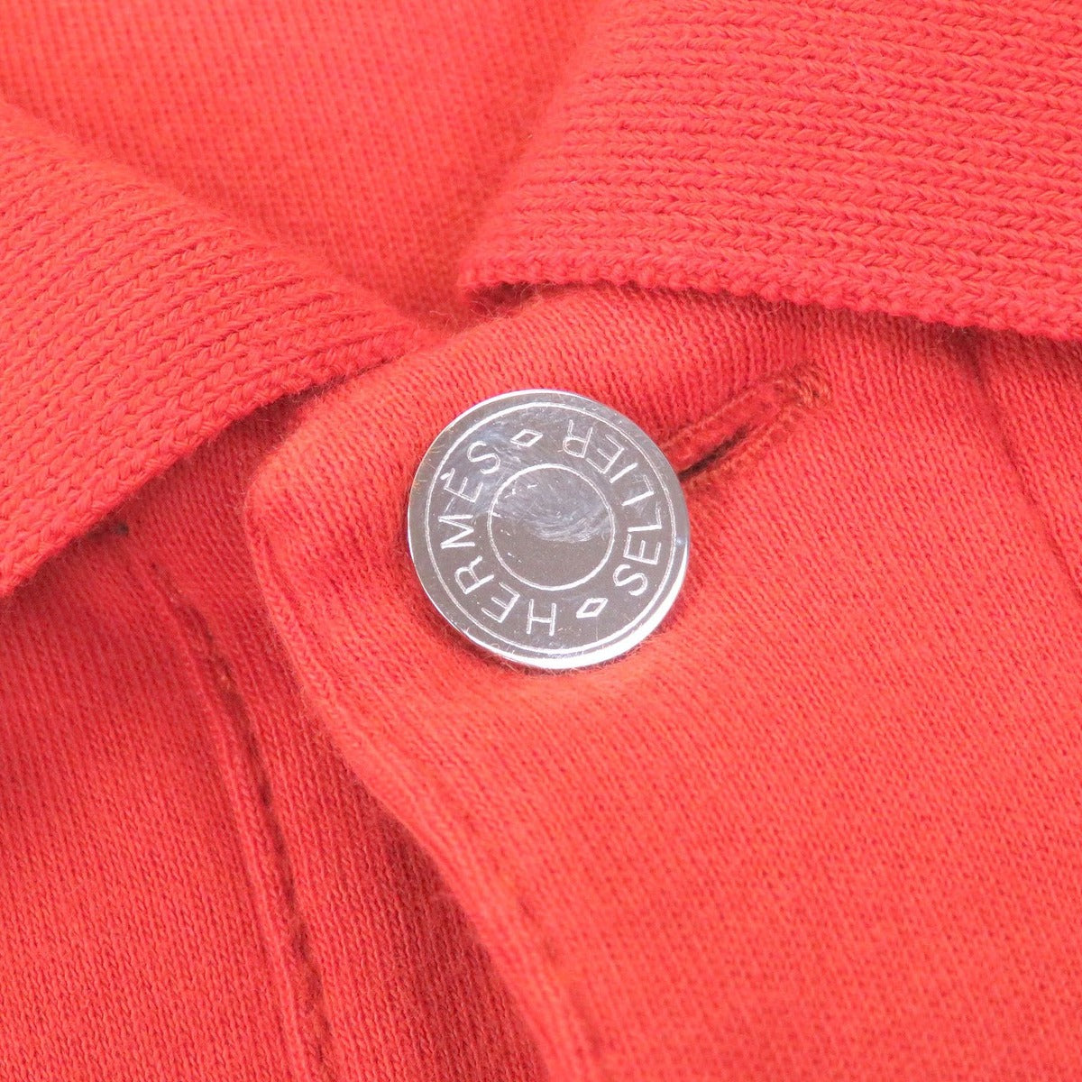 Hermes Cotton Button Side Logo Short Sleeve Polo Shirt Cut — view 5