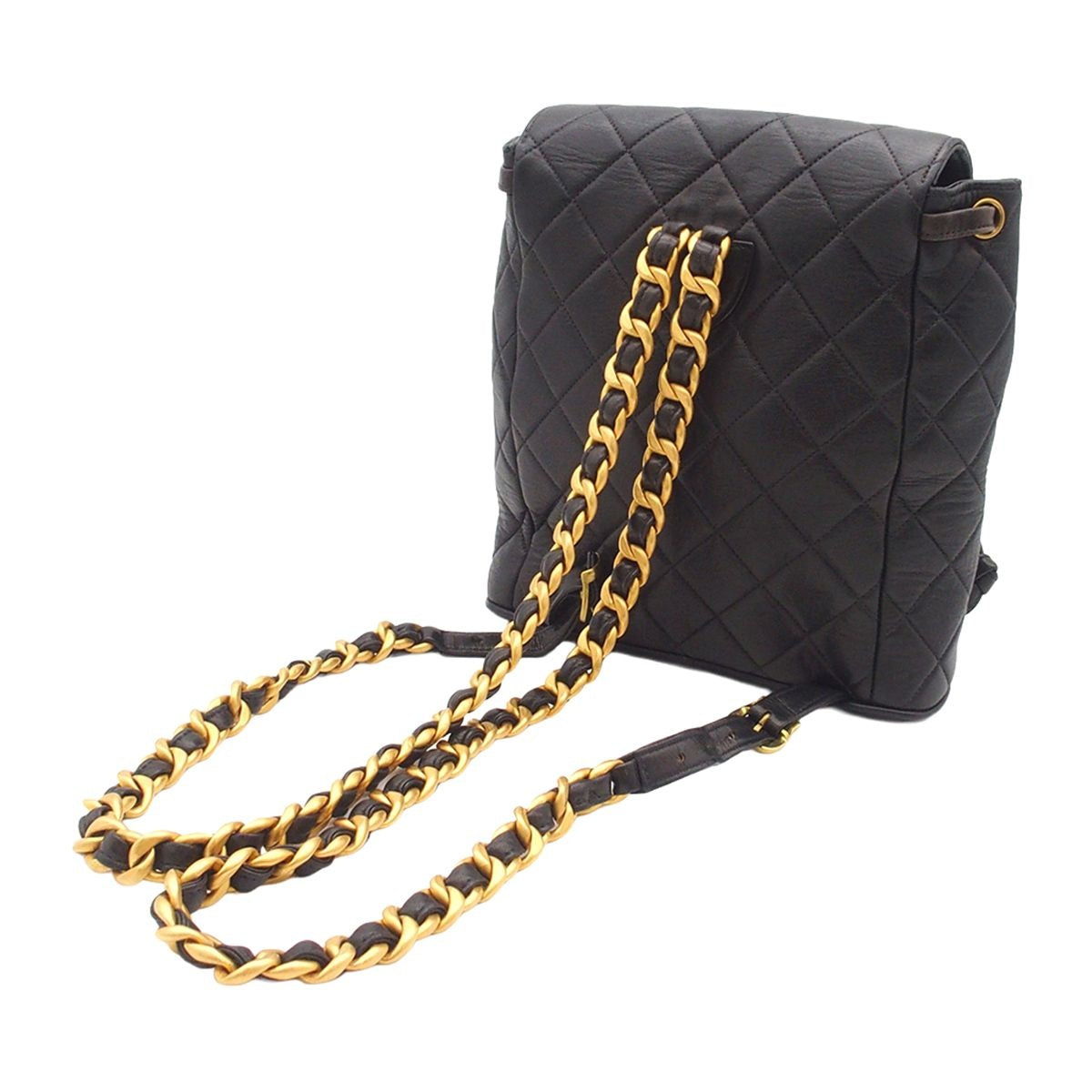 Chanel Backpack Quilted CC Logo Vintage Black Lambskin — view 2