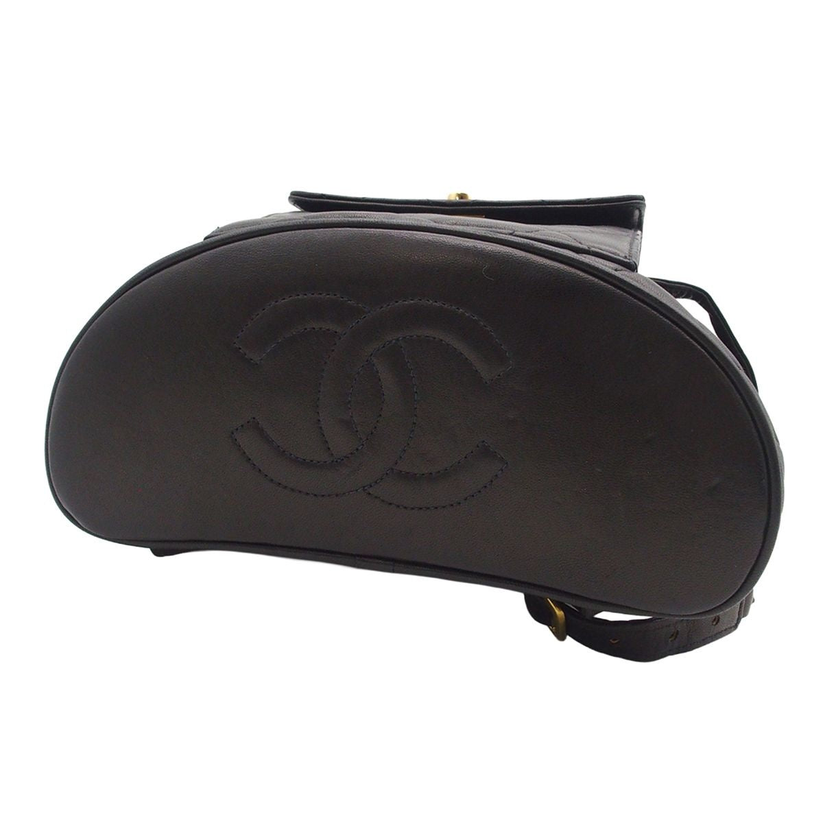 Chanel Backpack Quilted CC Logo Vintage Black Lambskin — view 3