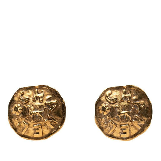 Chanel Logo Lion Vintage Gold Plated